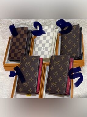 Monogram Zip Wallets - Brown & White Canvas